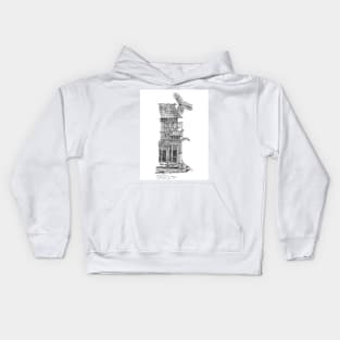 Hoi An Vietnam Black Pen and Ink Fineliner Illustration Travel Art Kids Hoodie